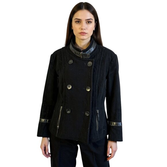 Rudsak Black Wool Military Jacket – Women’s Medium Moto Style Coat - Picture 9 of 9
